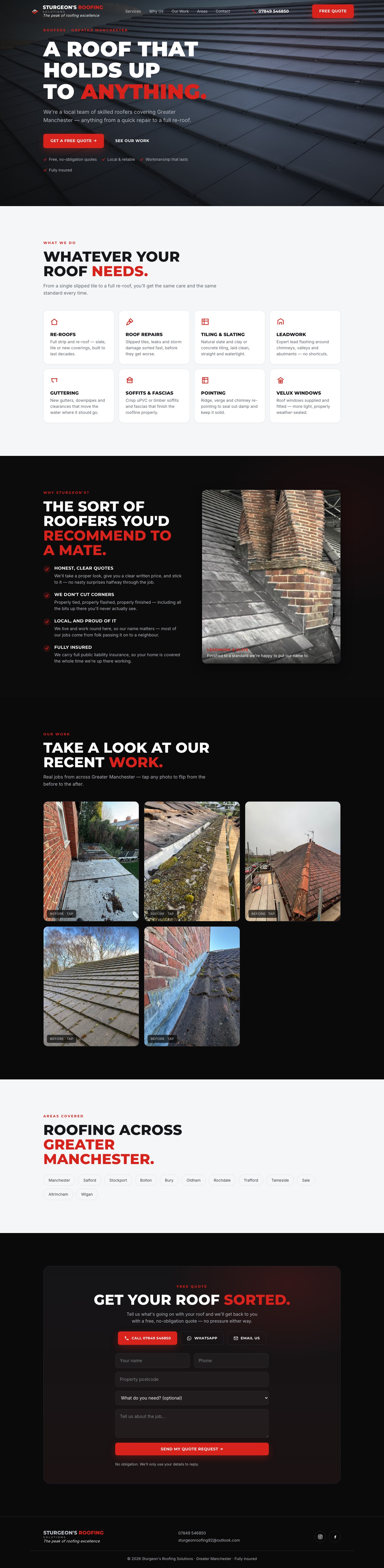 Sturgeon's Roofing website built by Fourth Studio
